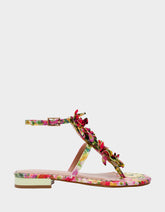 KENEDY GREENN FLORAL MULTI Women's Flat Pink and Green Floral Sandal