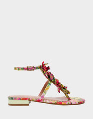 KENEDY GREENN FLORAL MULTI Women's Flat Pink and Green Floral Sandal