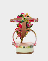 KENEDY GREENN FLORAL MULTI Women's Flat Pink and Green Floral Sandal