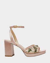 KIRRA NUDE Platform Strappy Square-Toe Block Heel