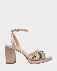 KIRRA NUDE Platform Strappy Square-Toe Block Heel