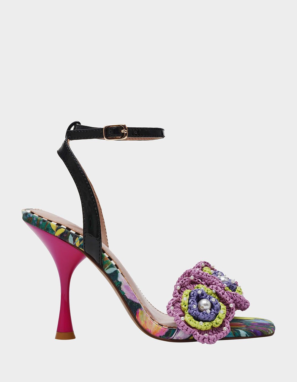 AINSLEYY BRIGHT MULTI Square-Toe Floral Heel