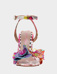 CHELSIE WHITE MULTI Women's Floral Butterfly Rhinestone Pump Heel