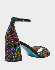 KAMI BLACK MULTI Block Heel Open Toe Women's Heel