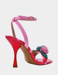 ADDISON Red/Pink Multi Women's Strappy Square-Toe Heel
