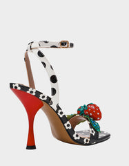 ADDISON Black/White Multi Women's Strappy Square-Toe Heel