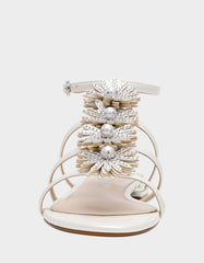 JOYCE IVORY Women's Strappy Rhinestone Embellished Sandal