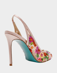 GERRI Nude Floral Embellished Peep-Toe Stiletto Women's Heel