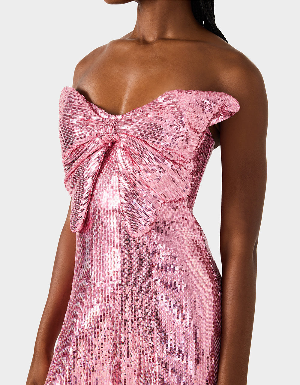 SEQUIN BOW DRESS PINK SEQUIN Women's Mini Pink Sequin Dress