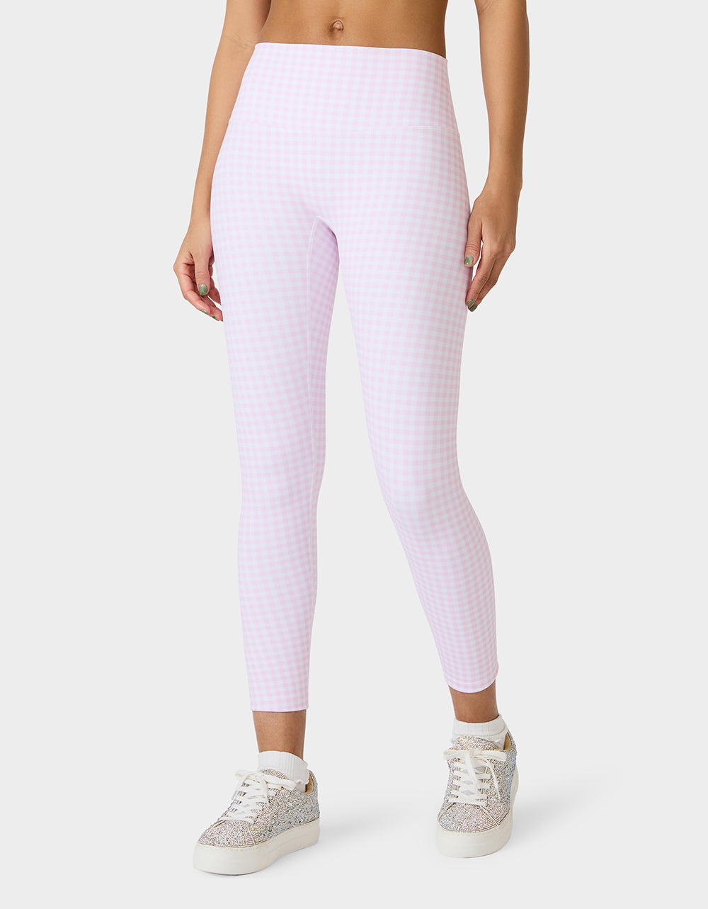 GINGHAM PRINT HIGHRISE LEGGING PINK MULTI Women's Pink Gingham Activewear Legging