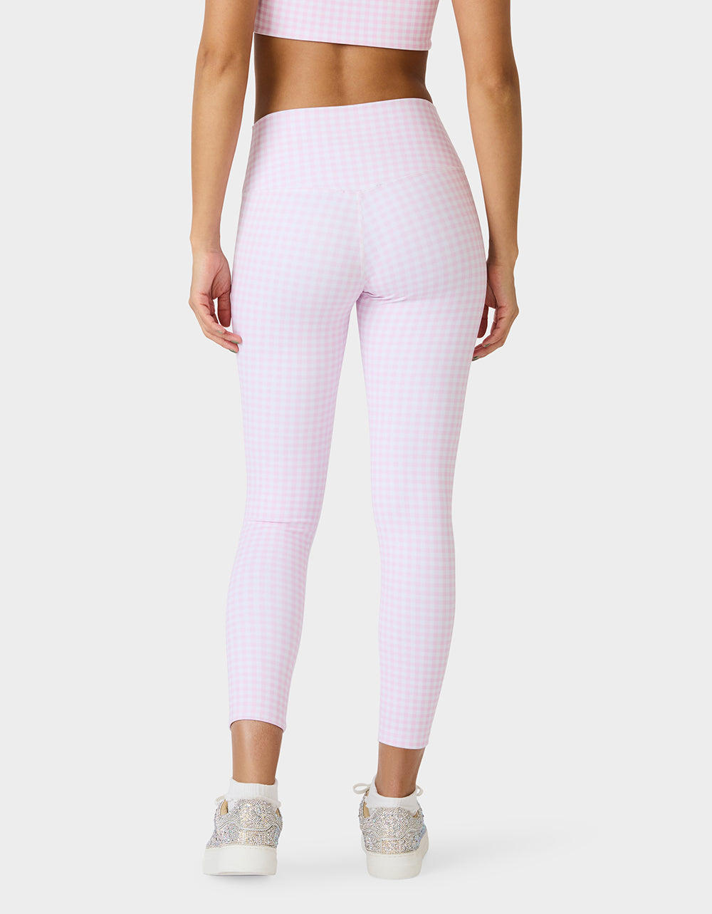 GINGHAM PRINT HIGHRISE LEGGING PINK MULTI Women's Pink Gingham Activewear Legging
