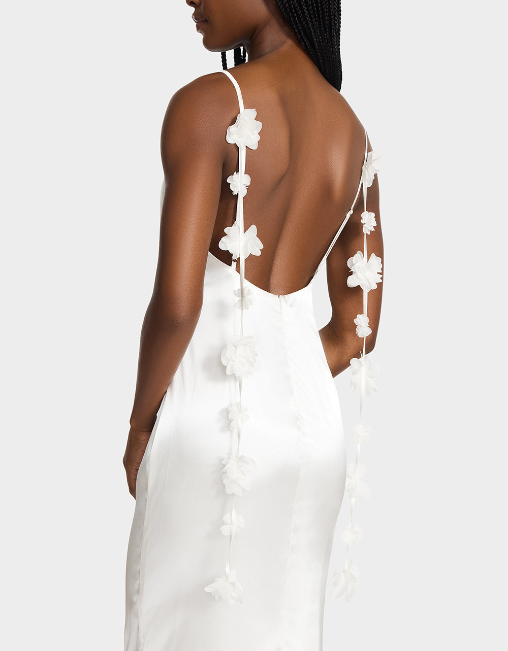 THREAD OF ROSES DRESS WHITE White Maxi Dress with Floral Detailing