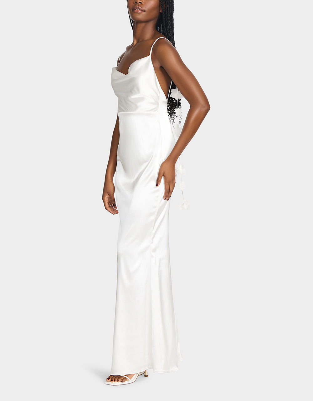 THREAD OF ROSES DRESS WHITE White Maxi Dress with Floral Detailing