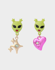 ALIEN MISMATCH DROP EARRINGS Women's Alien Mismatch Heart Star Earrings