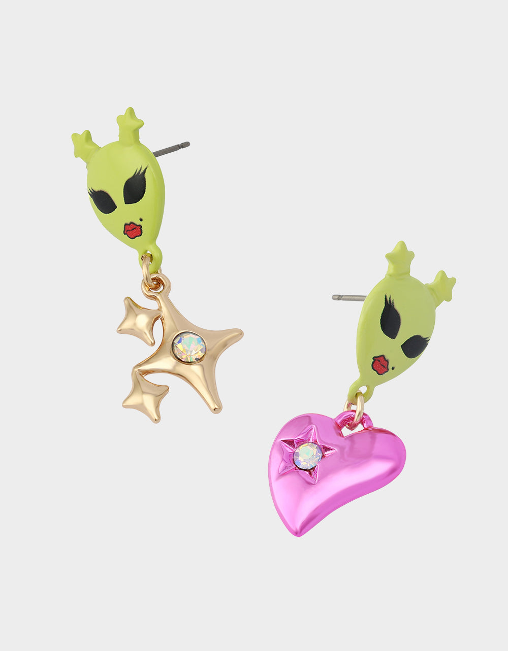 ALIEN MISMATCH DROP EARRINGS Women's Alien Mismatch Heart Star Earrings