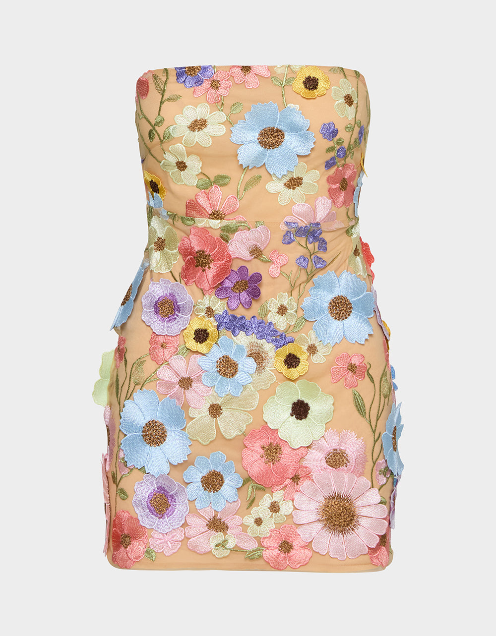 DAISY ME ROLLIN DRESS PASTEL MULTI Women's Floral Print Strapless Mini Dress