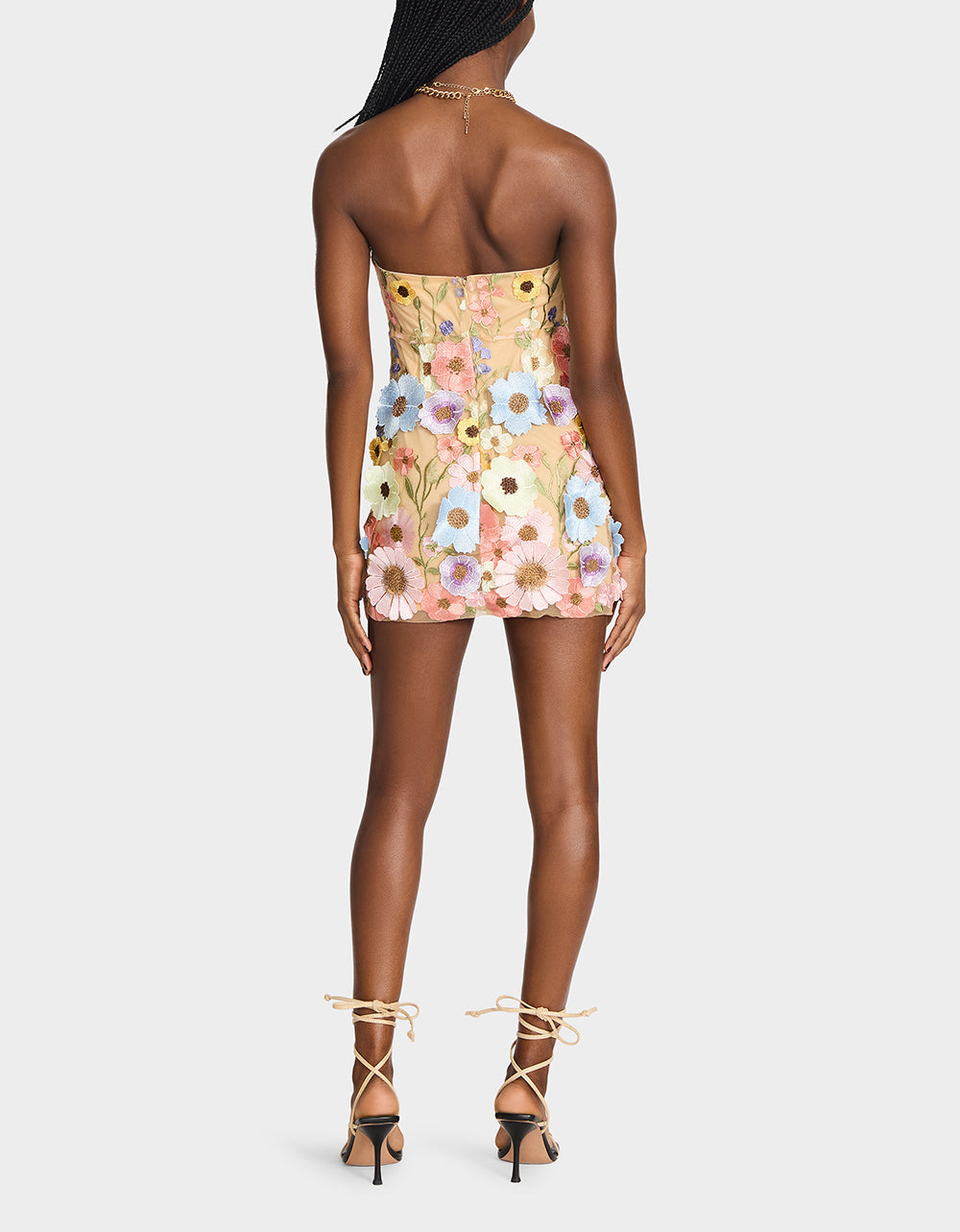 DAISY ME ROLLIN DRESS PASTEL MULTI Women's Floral Print Strapless Mini Dress