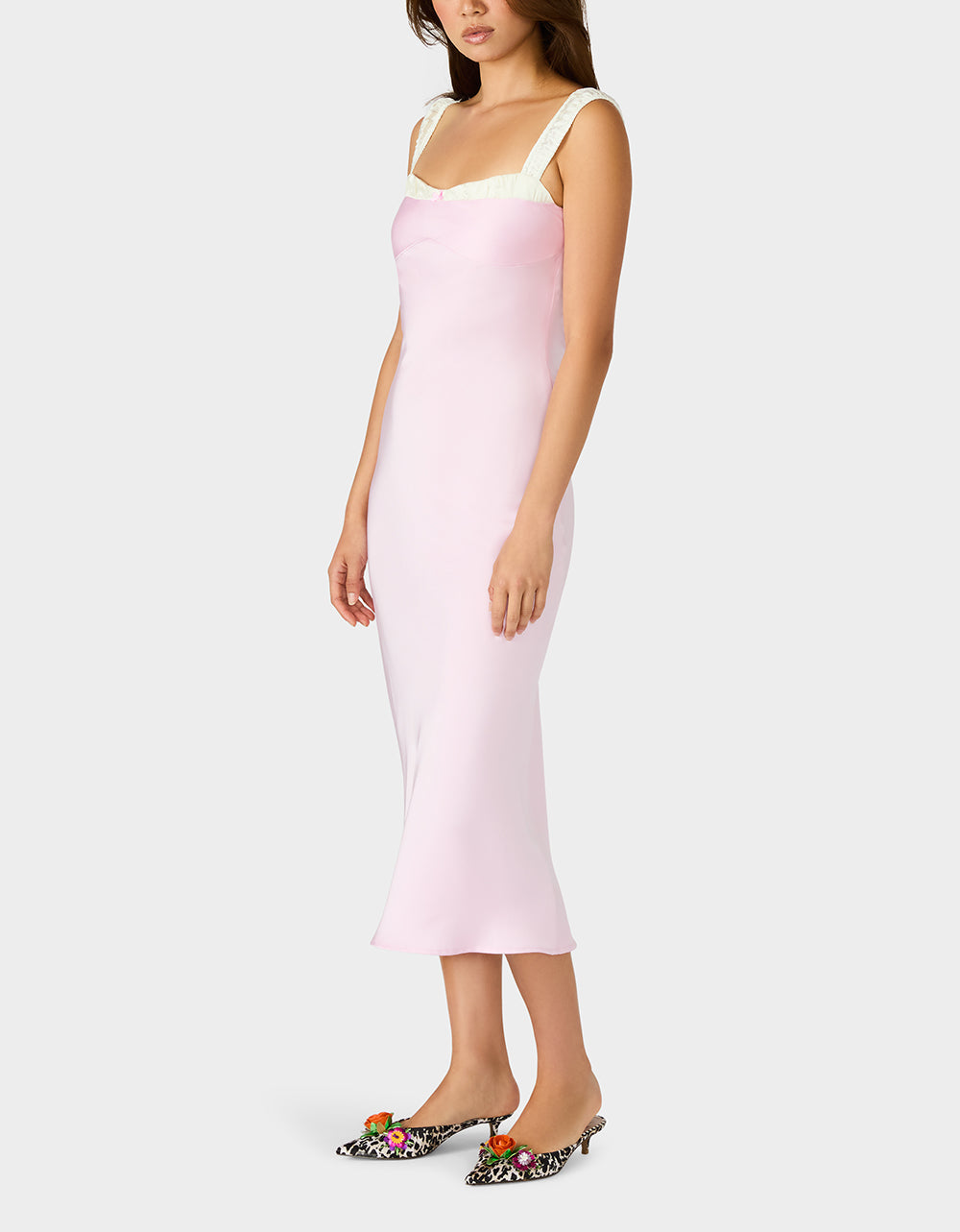 SWEET DAYDREAM DRESS PETAL Women's Pink Midi Dress with Bow