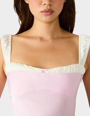 SWEET DAYDREAM DRESS PETAL Women's Pink Midi Dress with Bow