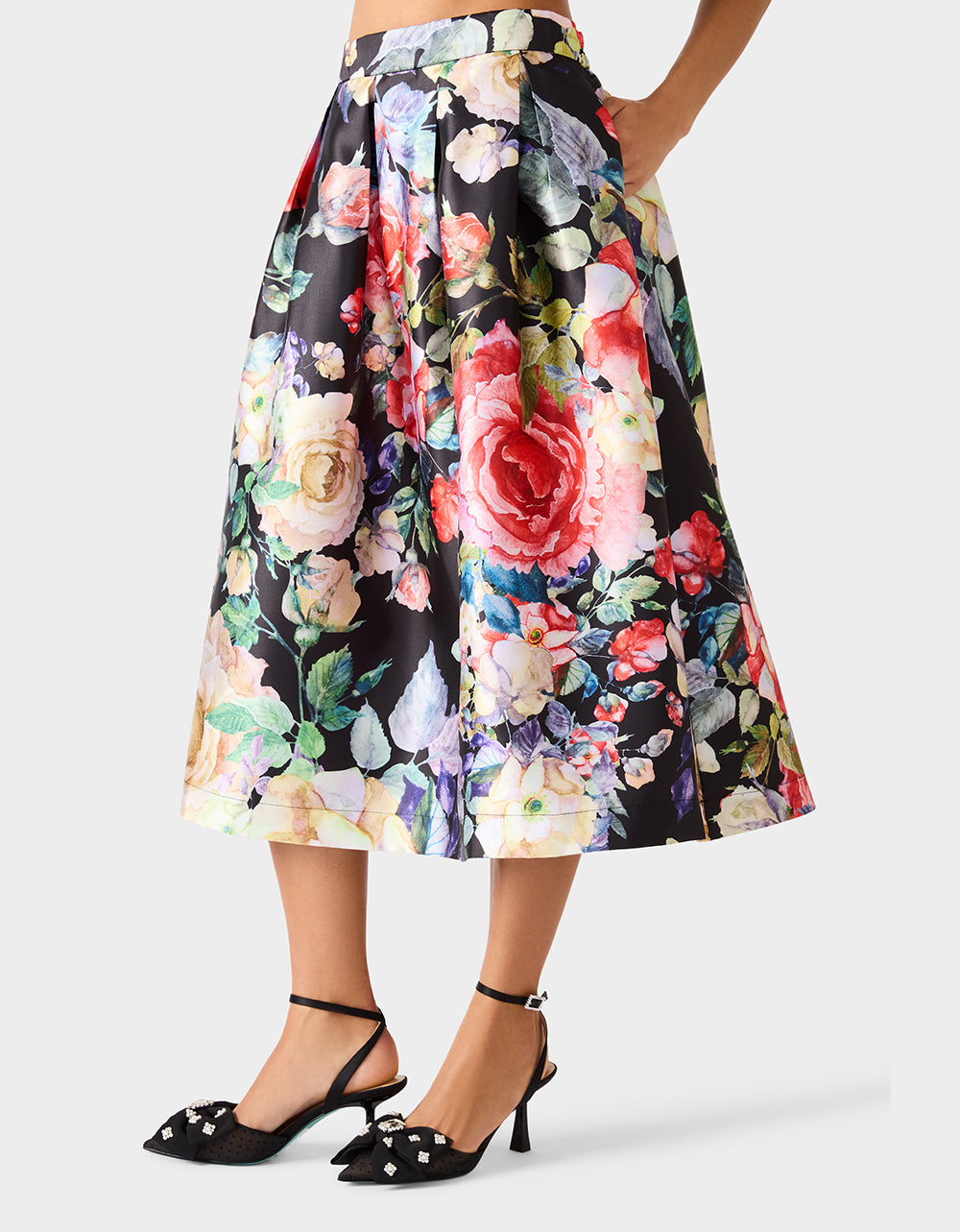 BOTANQUE SKIRT BLACK Women's Floral Midi Skirt