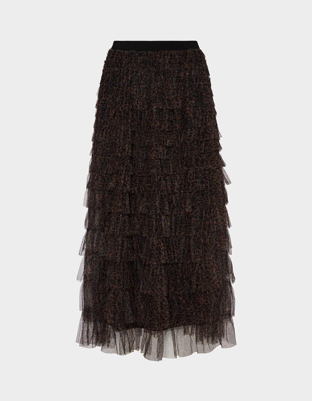 RUFFLED MAXI SKIRT LEOAPRD Women's Tiered Tulle Leopard Maxi Skirt