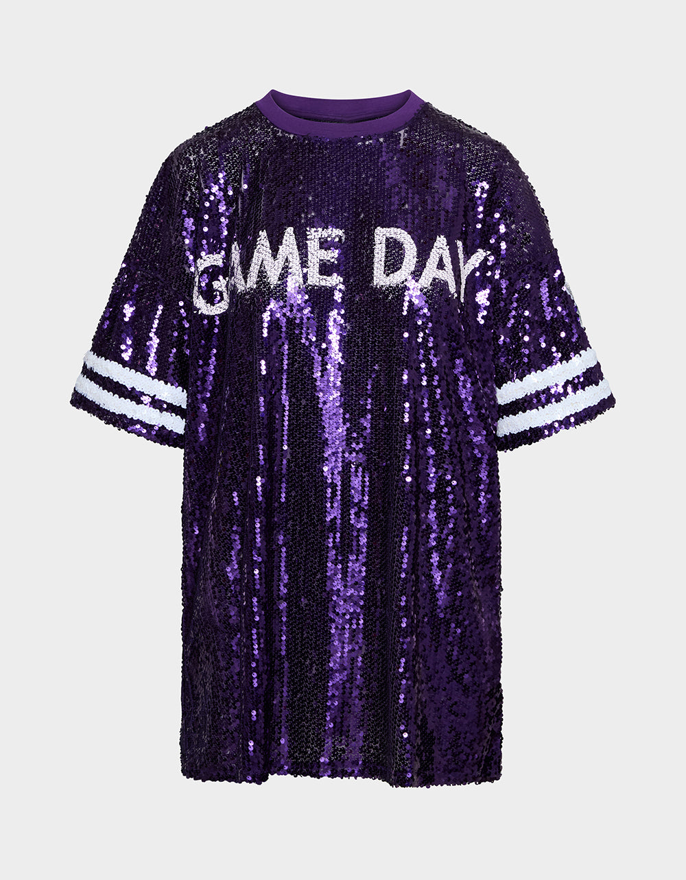 GAME DAY JERSEY SEQUIN DRESS PURPLE Women's Sequin Short-Sleeved Dress
