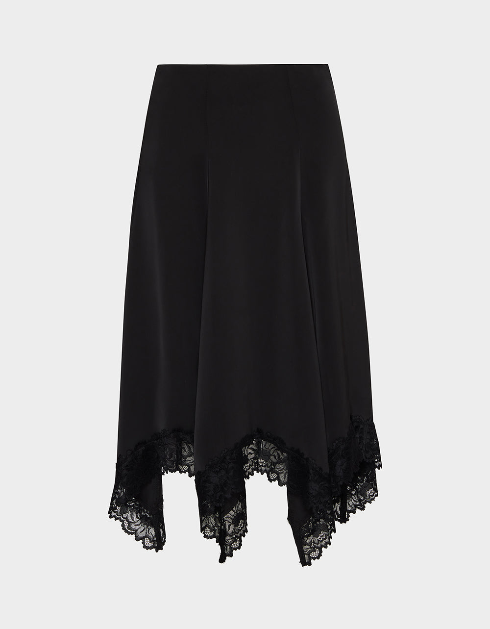 LACE SLIP MIDI SKIRT BLACK Women's Black Lace Midi Skirt