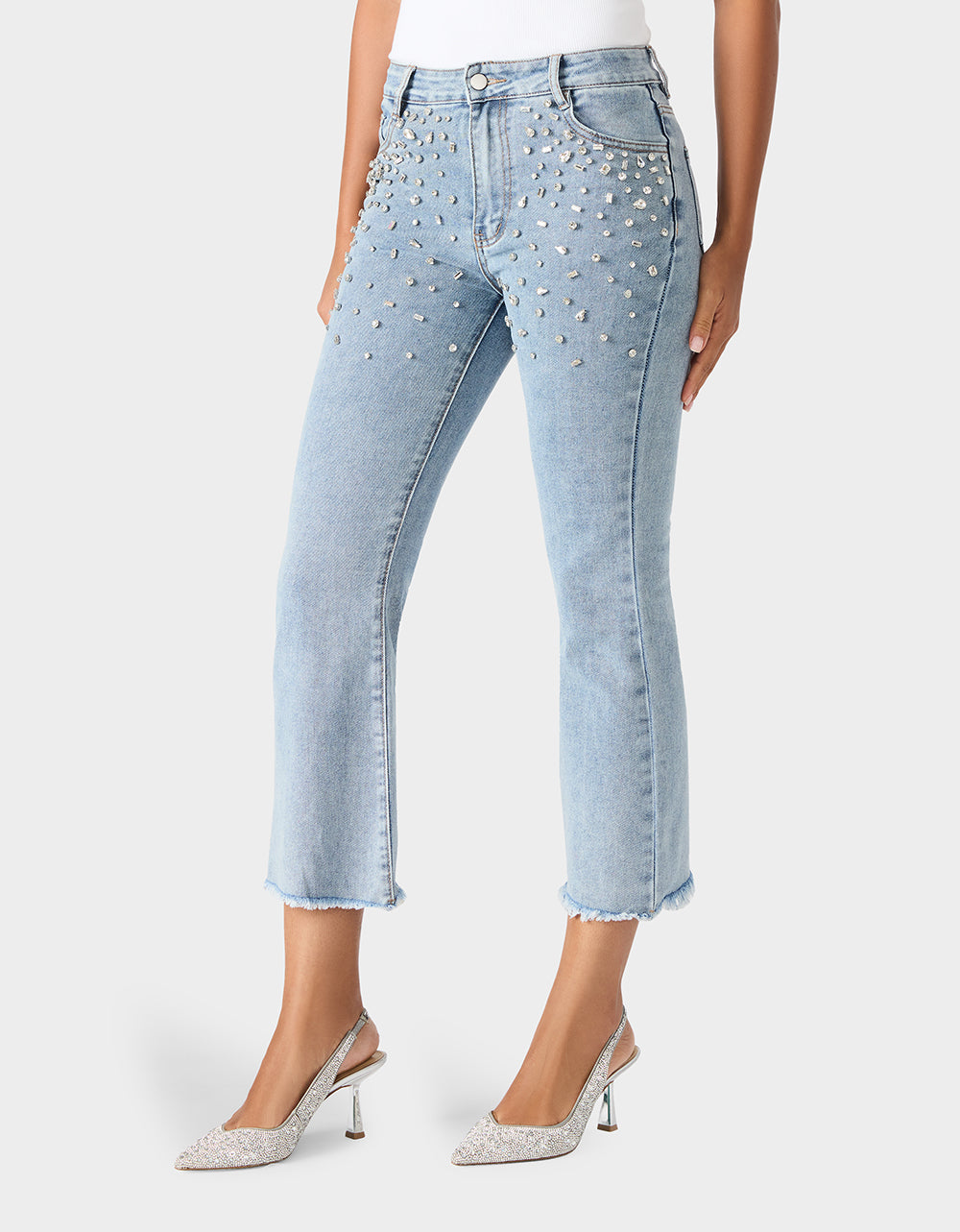 JEWELED JEANS Women's Rhinestone Embellished Denim Jeans