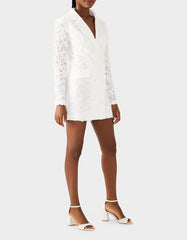 ROSETTE BLAZER DRESS WHITE Women's White Blazer Dress with Rose Sequin Details