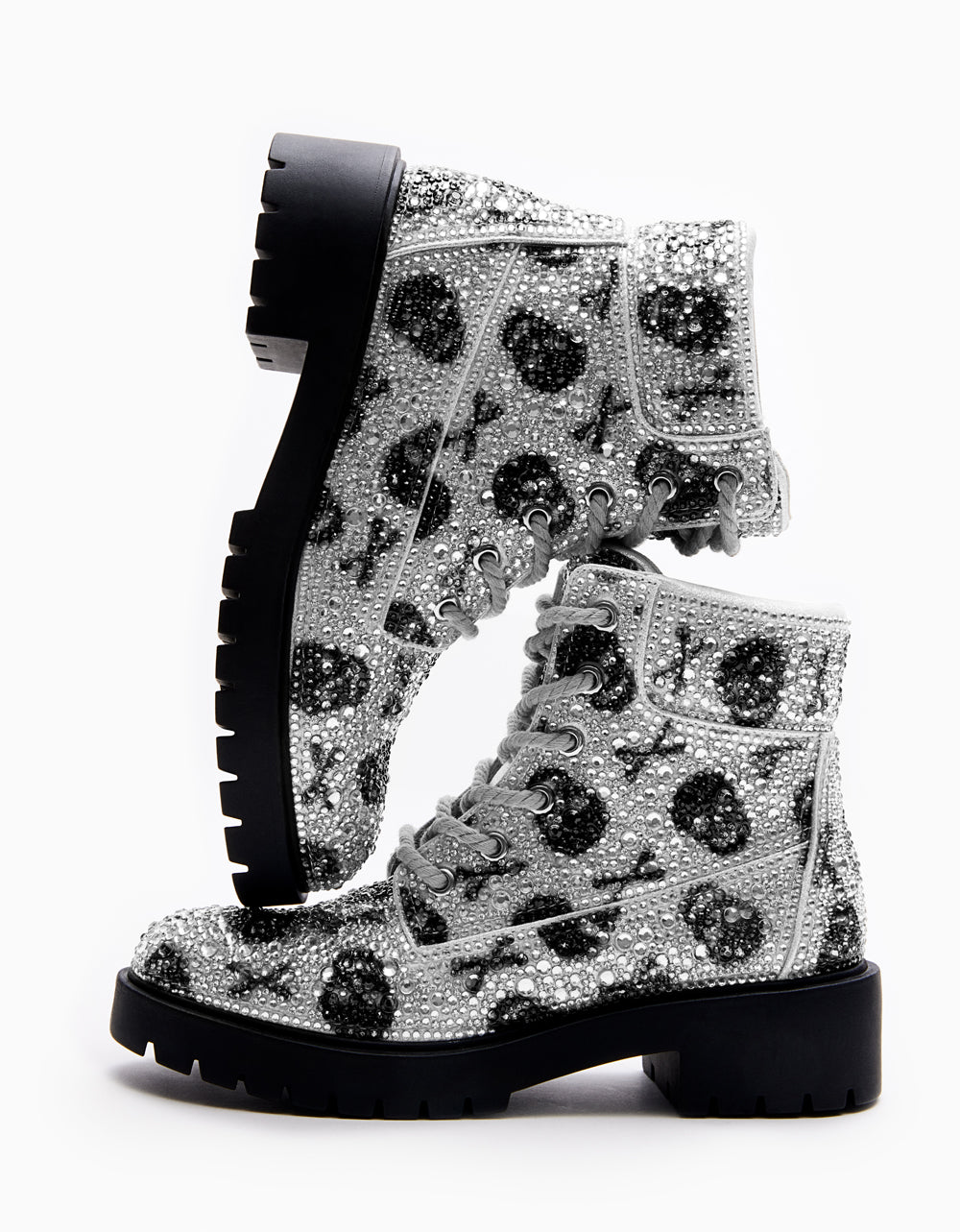 HUDSN Rhinestone Skull Print Booties