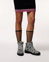 HUDSN Rhinestone Skull Print Booties