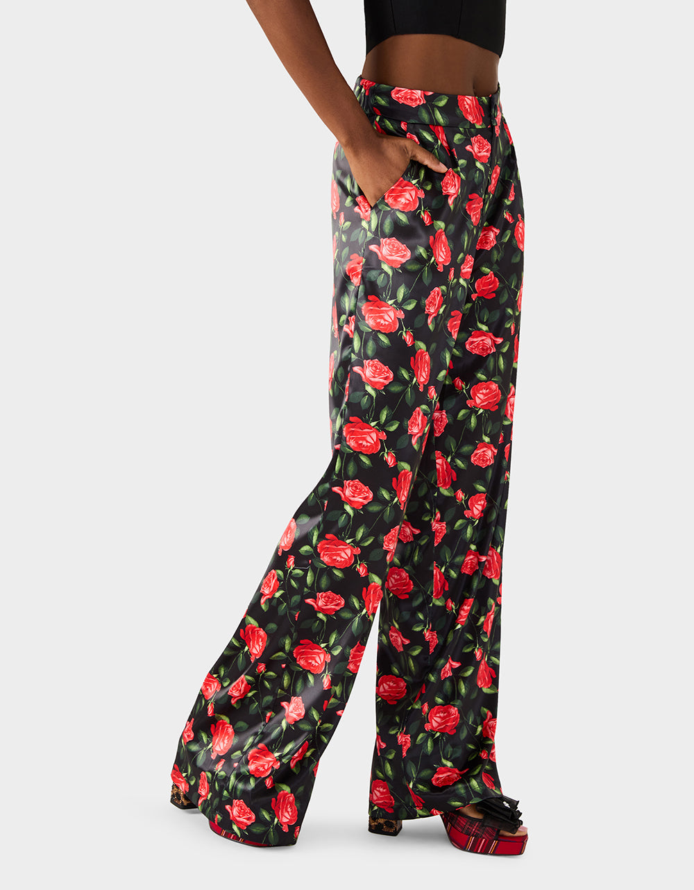 POWER BLOOM PANT BLACK Women's Black Red Floral Pant