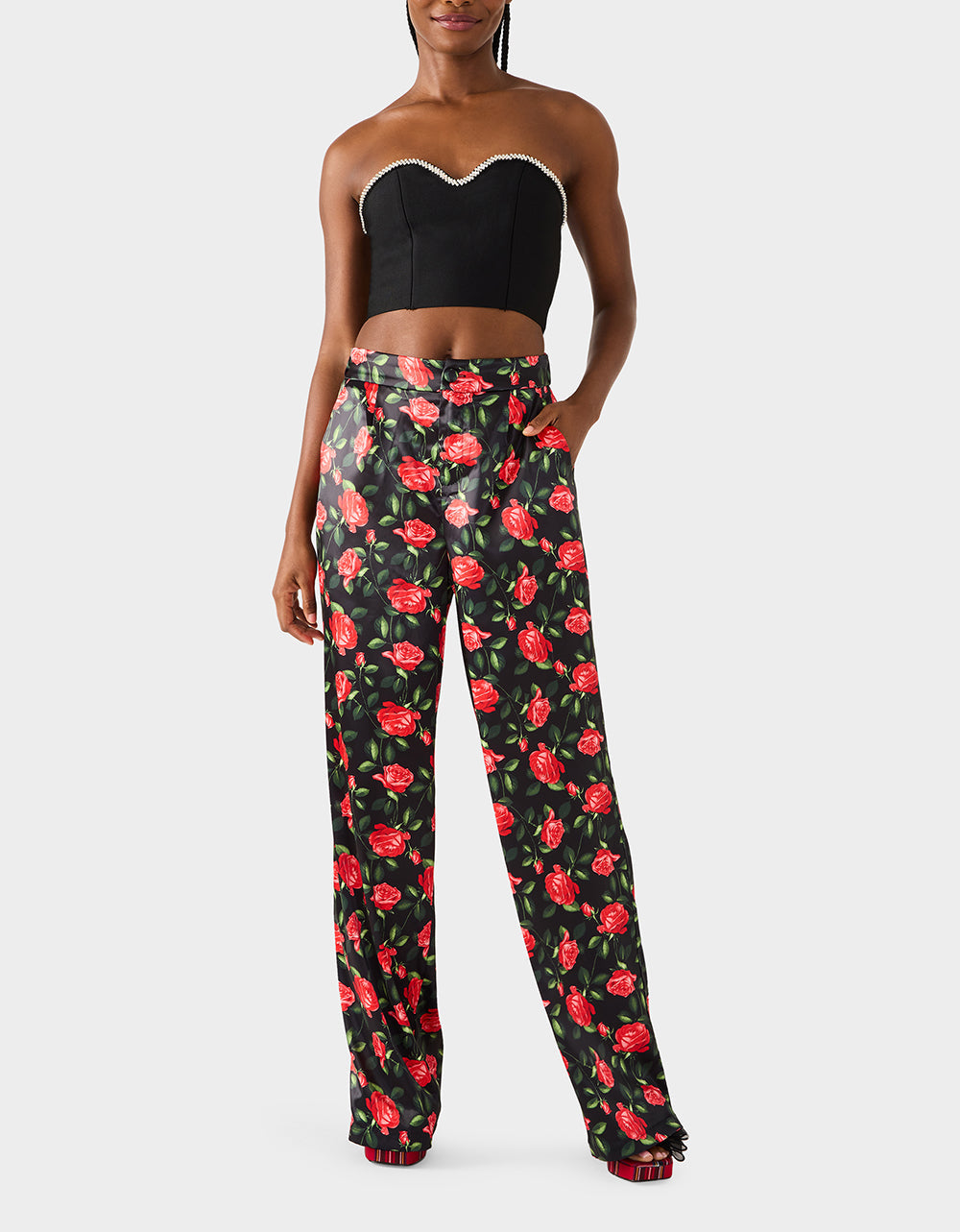 POWER BLOOM PANT BLACK Women's Black Red Floral Pant