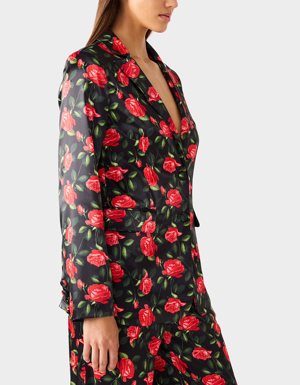 POWER BLOOM BLAZER BLACK Women's Black Red Floral Blazer