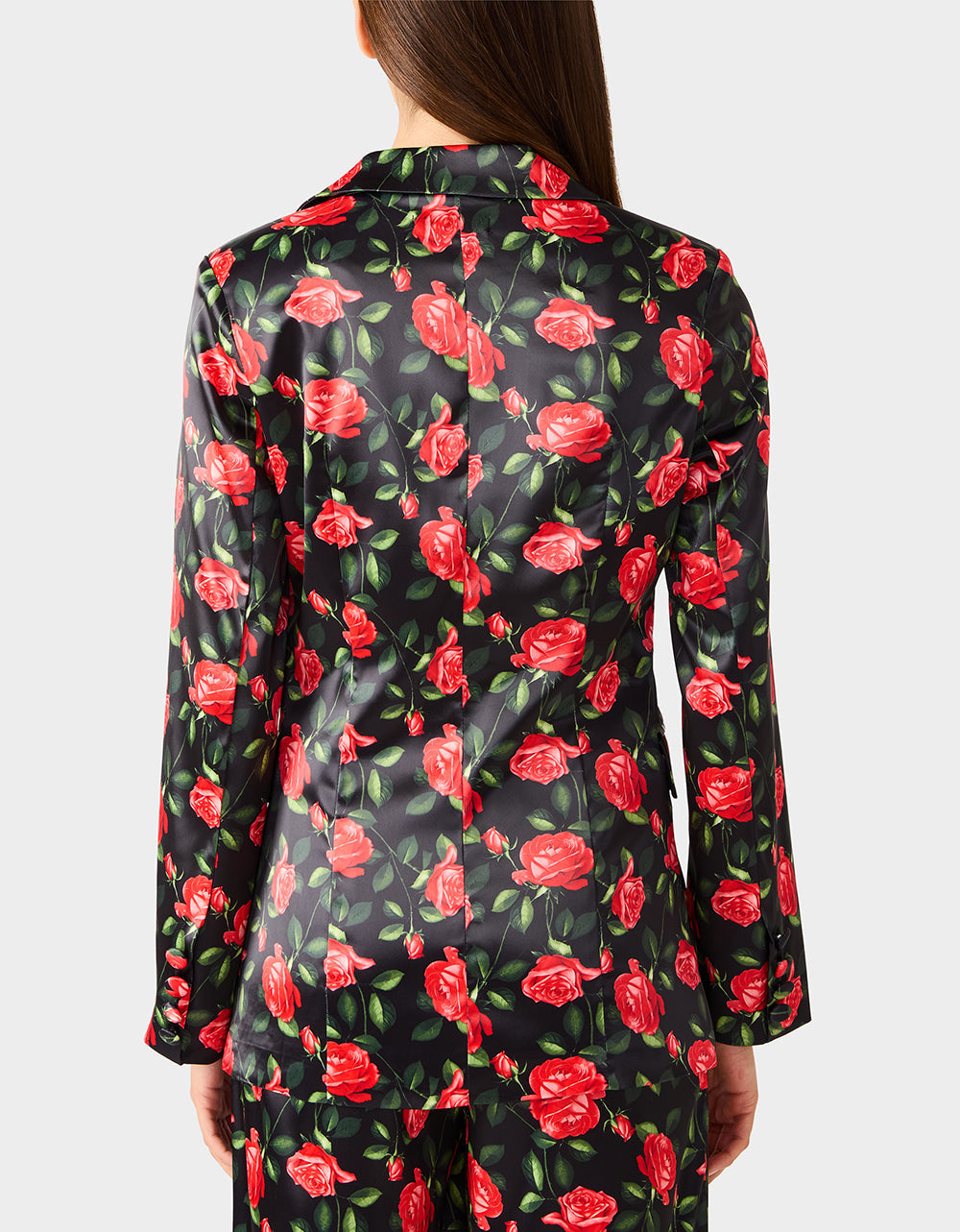 POWER BLOOM BLAZER BLACK Women's Black Red Floral Blazer