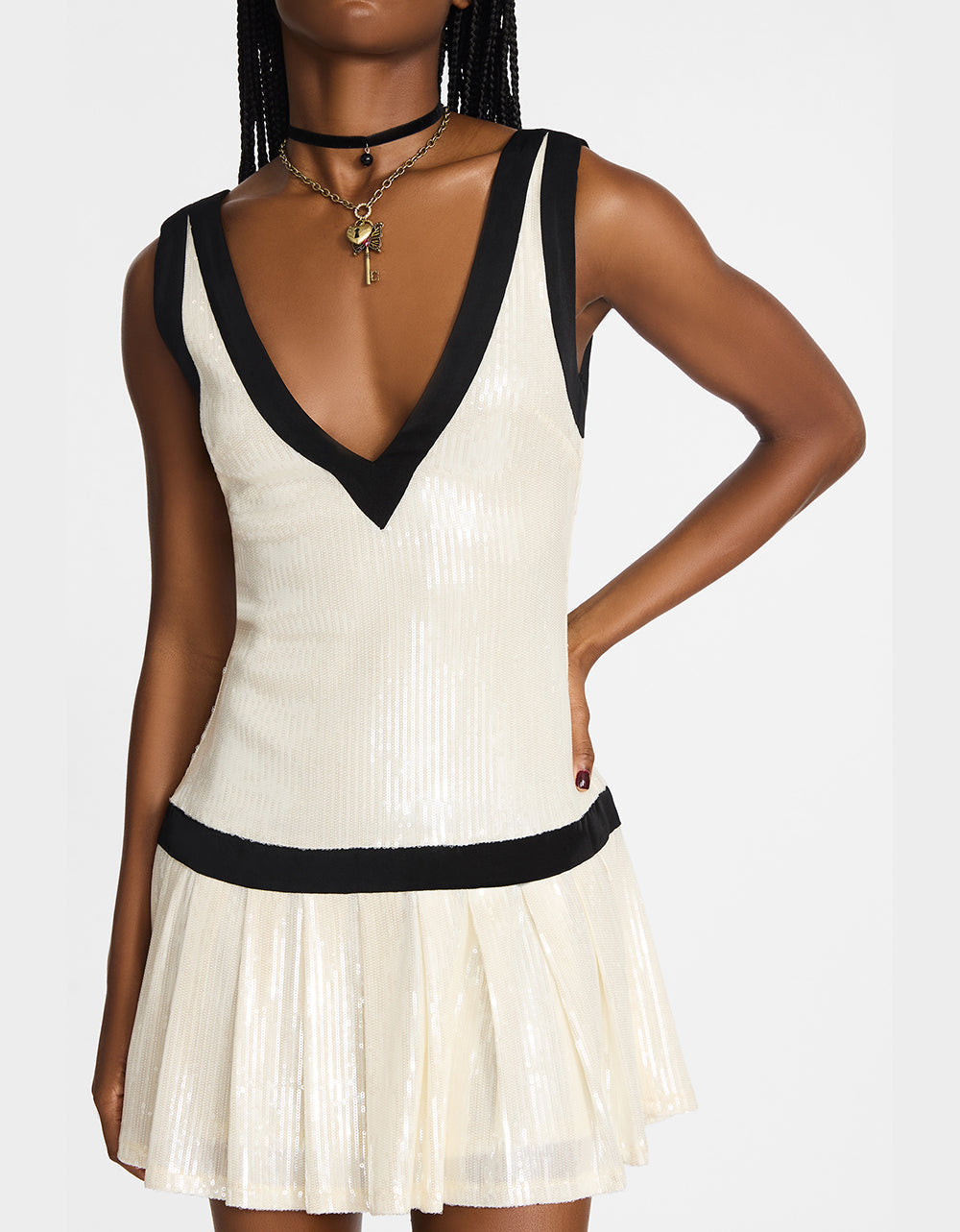 MATCH POINT DRESS WHITE Women's Mini Sequin Dress