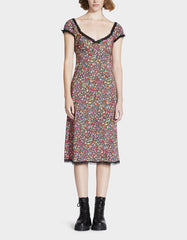 MALIBU MIDI DRESS BLACK DITSY FLORAL