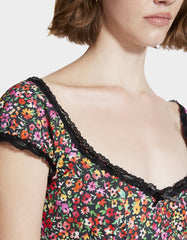 MALIBU MIDI DRESS BLACK DITSY FLORAL