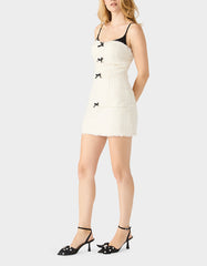 TWEED COMBO DRESS OFF WHITE Women's Tweed Bow Mini Dress