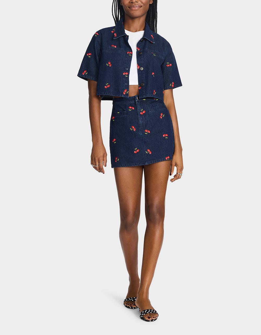 CHERRY ON TOP SKIRT DENIM Women's Denim Mini Skirt