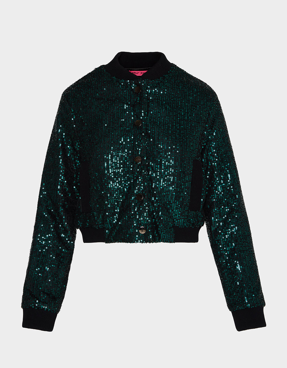 GLITTERATI BOMBER JACKET EMERALD GREEN Women's Green Sequin Bomber Jacket