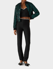 GLITTERATI BOMBER JACKET EMERALD GREEN Women's Green Sequin Bomber Jacket