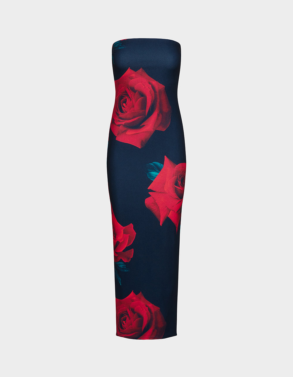 ROSE REVERIE DRESS RED Women's Floral print Maxi Strapless Dress