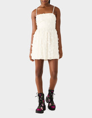 PLEATHER FLORAL MINI OFF WHITE Women's Ivory Floral Mini Dress