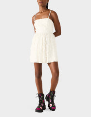 PLEATHER FLORAL MINI OFF WHITE Women's Ivory Floral Mini Dress