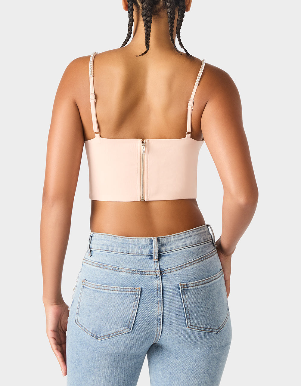 HEART BUSTIER BLUSH Women's Bustier Cropped Corset Bow Top