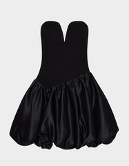 BUBBLE SOIREE DRESS BLACK Women's Black Bubble Hem Strapless Mini Dress