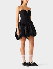 BUBBLE SOIREE DRESS BLACK Women's Black Bubble Hem Strapless Mini Dress
