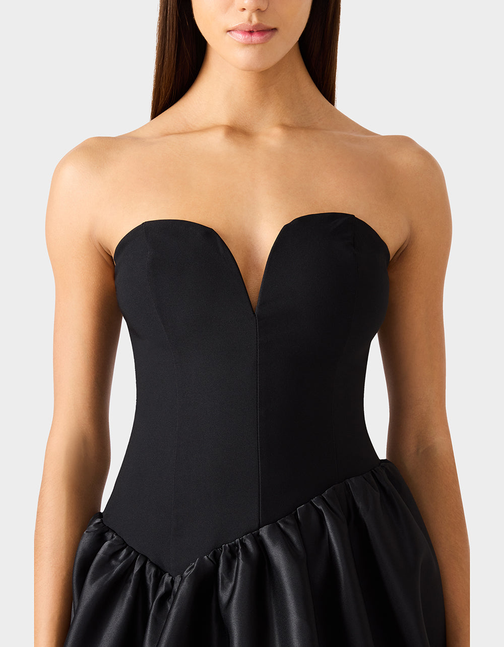 BUBBLE SOIREE DRESS BLACK Women's Black Bubble Hem Strapless Mini Dress