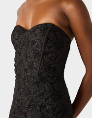 DRESSED TO FRILL DRESS BLACK Women's Strapless Black Floral Mini Dress